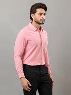 Salmon Pink full sleeve honeycomb knit shirt for men by HABEAS, view 4
