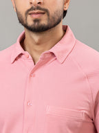 Salmon Pink full sleeve honeycomb knit shirt for men by HABEAS, view 5