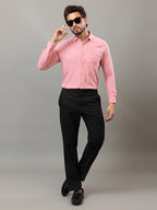 Salmon Pink full sleeve honeycomb knit shirt for men by HABEAS, view 2