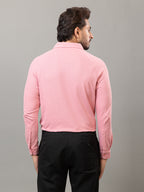 Salmon Pink full sleeve honeycomb knit shirt for men by HABEAS, view 6