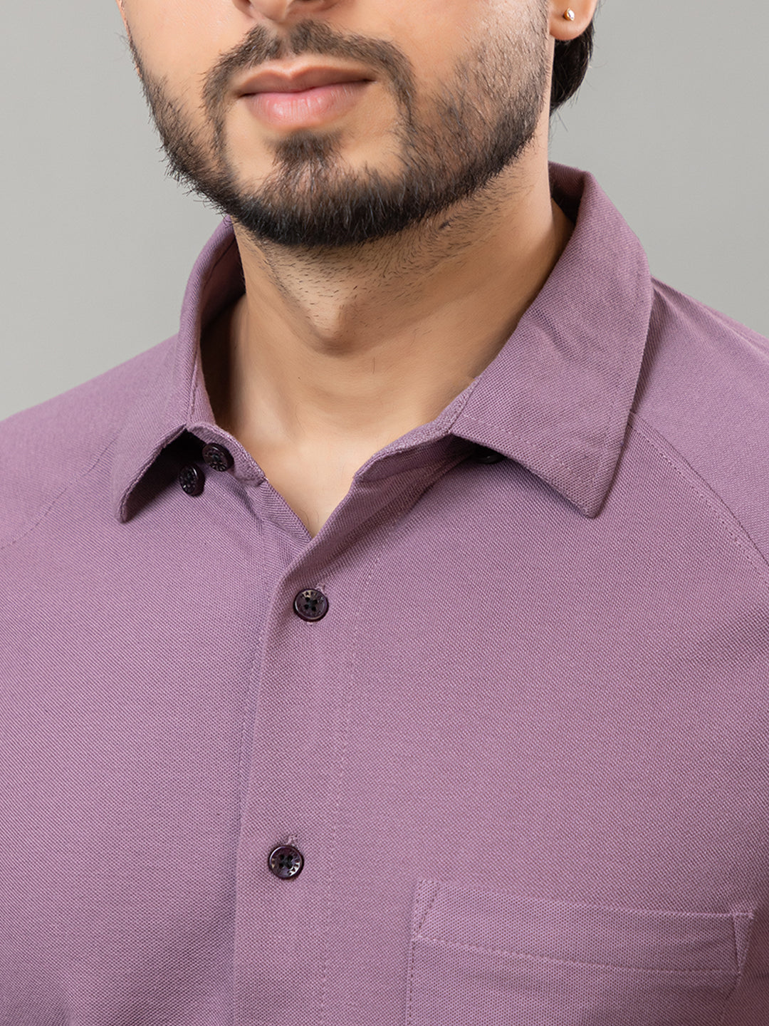 Dynamic Purple full sleeve honeycomb knit shirt for men by HABEAS, view 5