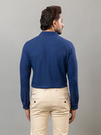 Denim Blue full sleeve honeycomb knit shirt for men by HABEAS, view 6