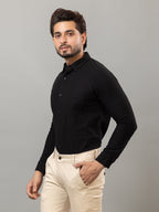 Elegant Black full sleeve honeycomb knit shirt for men by HABEAS, view 3