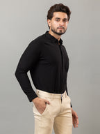 Elegant Black full sleeve honeycomb knit shirt for men by HABEAS, view 4