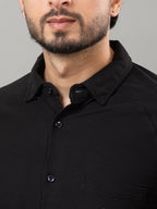 Elegant Black full sleeve honeycomb knit shirt for men by HABEAS, view 5