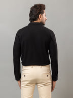Elegant Black full sleeve honeycomb knit shirt for men by HABEAS, view 6