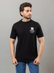 Mercerized Round Neck Printed T-shirt - Black