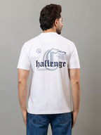White printed mercerized cotton round neck t-shirt for men by HABEAS, view 5