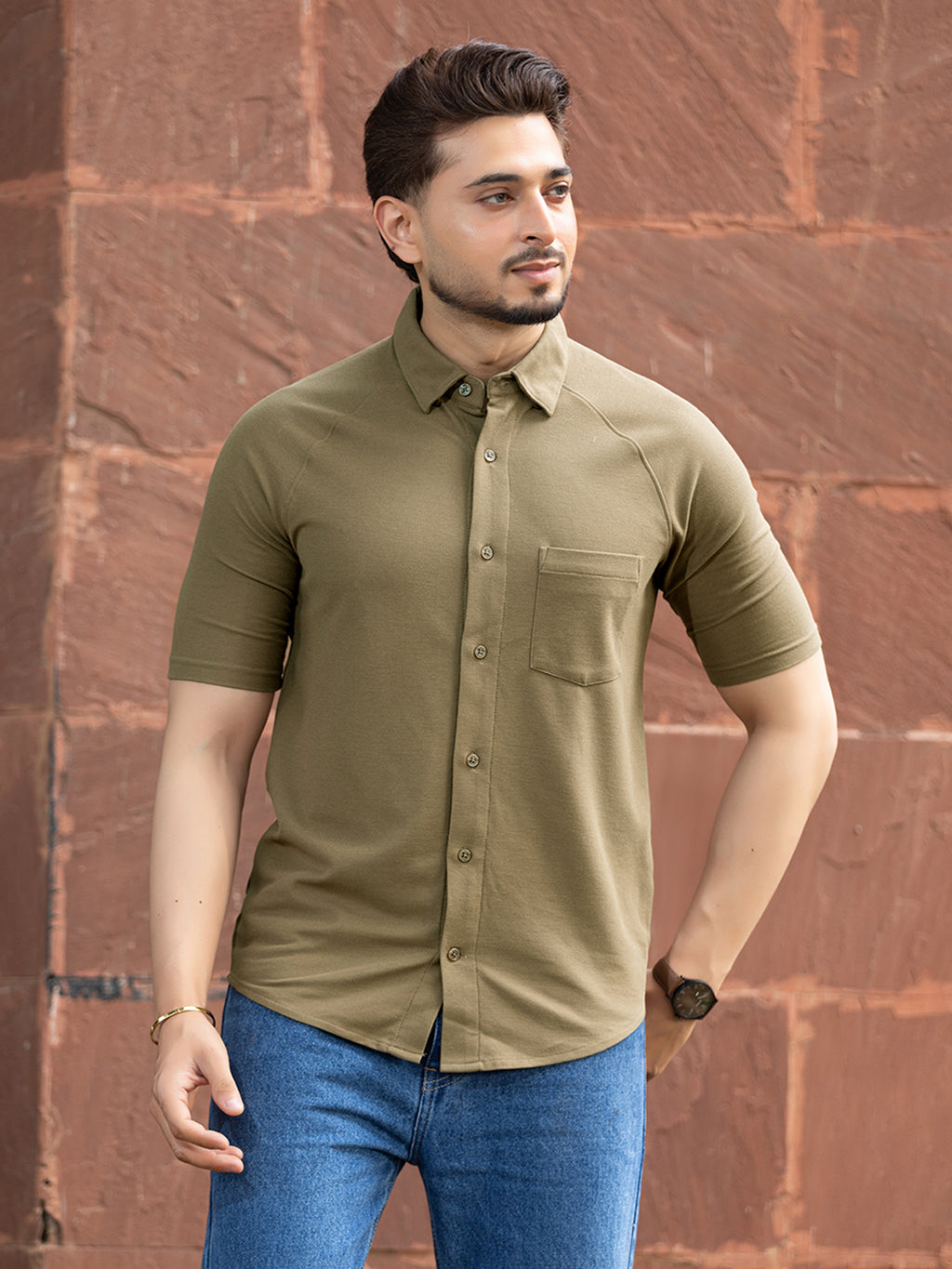 Half Sleeve Shirt - Olive Green