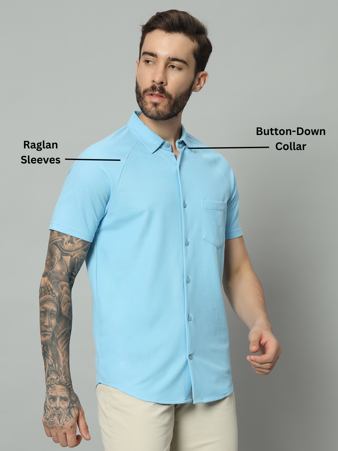 Half Sleeve Shirt - Powder Blue