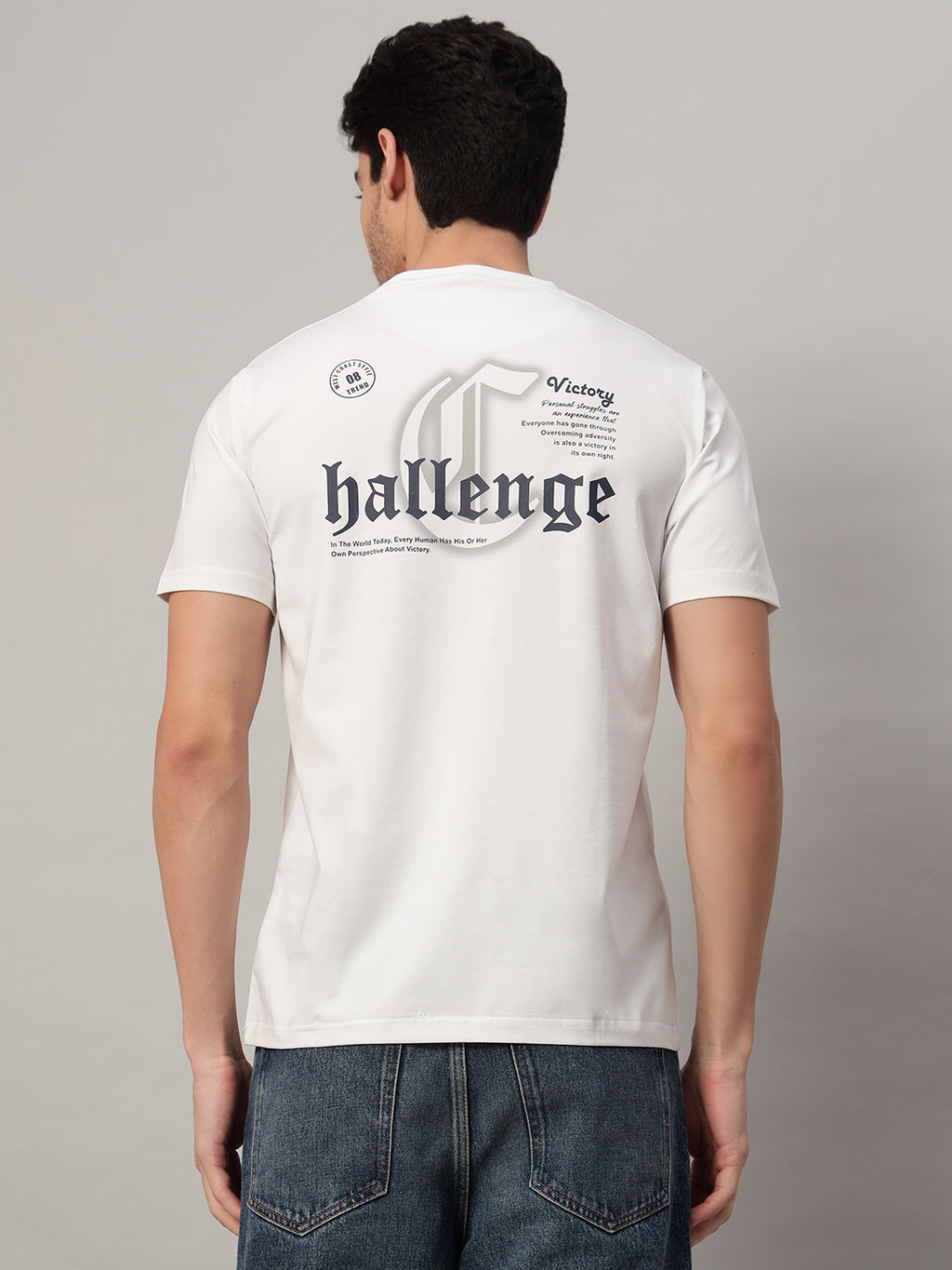 Mercerized Round Neck Printed T-shirt - White